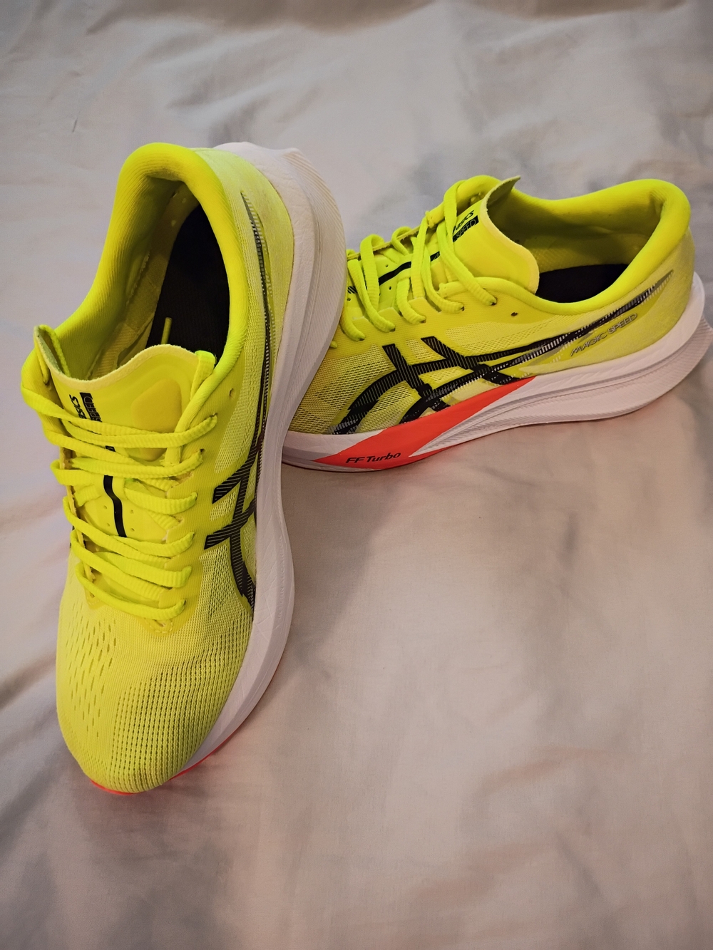 ASICS Men's Neon Yellow Athletic Running Shoes with Black Stripes